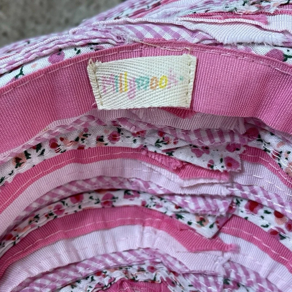 Millymook Sweetheart Girls Size Pink Gingham & Floral Floppy Sun Hat